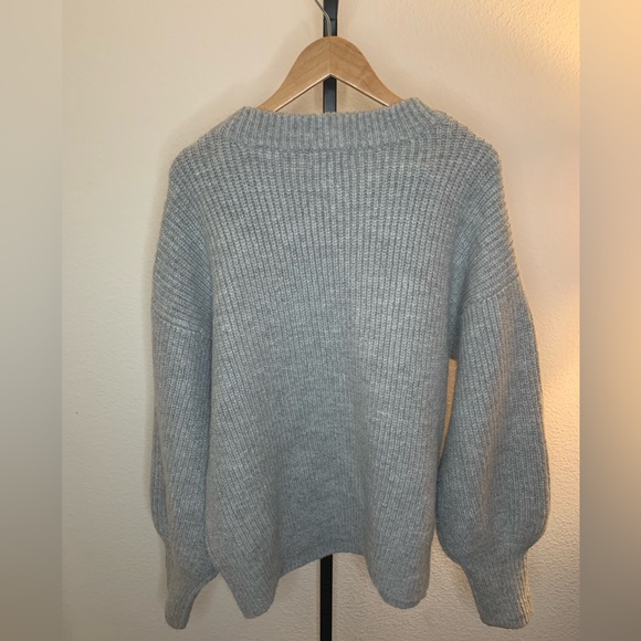 Ava & Viv Gray Ballon Sleeve Knit Sweater - Picture 3 of 5